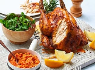 Roasted guinea fowl with romesco