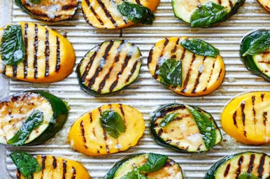 Minty griddled courgettes