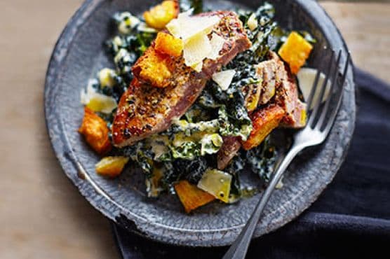 Tuna Caesar with anchovies & cavolo nero