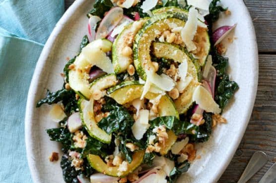 Maple-roasted marrow on cavolo nero salad