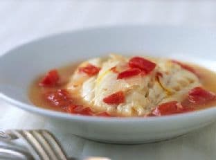 Cod Poached in Tomato-Saffron Broth