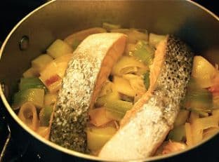 Poached Salmon With Leeks