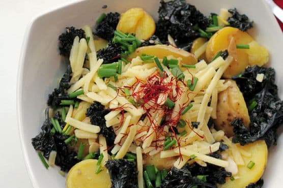 Kale, Cheddar, New Potatoes And Saffron