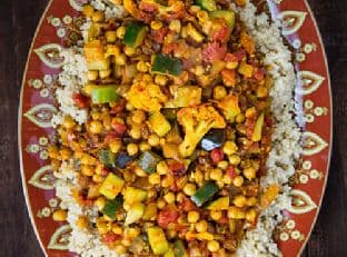 Cumin-Infused Vegetables and Chickpeas over Quinoa