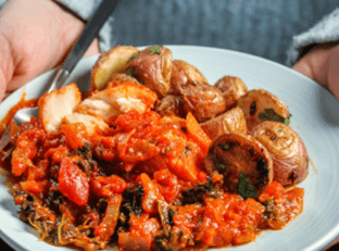 Butter and Tomato Poached White Fish