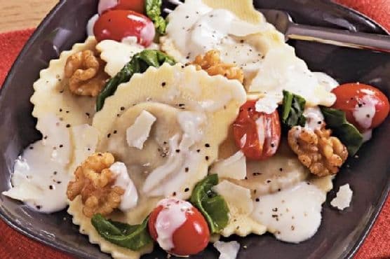 Slow-Cooker Wild Mushroom Pasta Alfredo with Walnuts