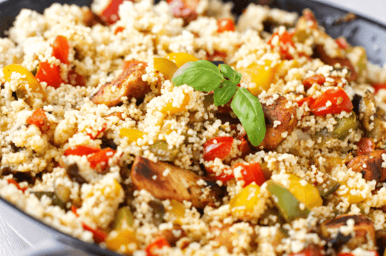 Pearl couscous and tabbouleh (Lebanese couscous salad)