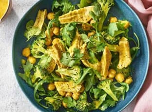 Chickpea Salad with Broccoli & Golden Milk-Poached Chicken