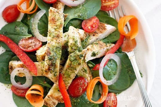 Juicy Grilled Chicken Spinach Salad With Balsamic Vinaigrette