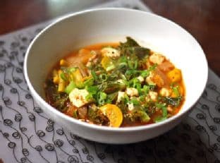 Squash, Shiitake, Kale, and Kimchi Stew