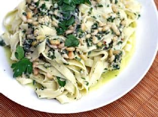 Jamie Oliver's Summer Tagliatelle With Parsley and Pine Nuts