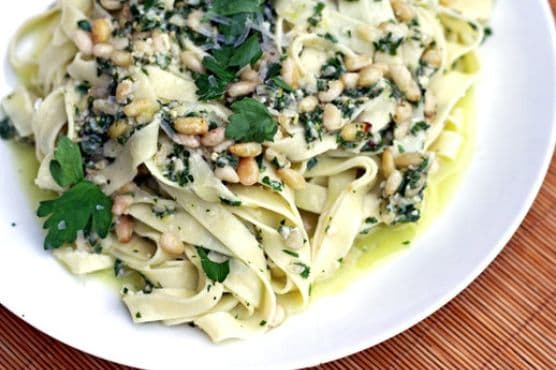 Jamie Oliver's Summer Tagliatelle With Parsley and Pine Nuts