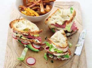 Salt beef club with Cajun fries