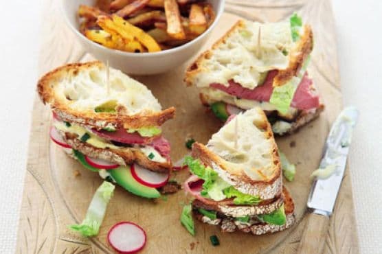 Salt beef club with Cajun fries