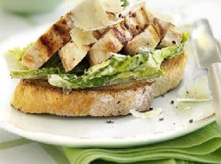 Open chicken Caesar sandwich