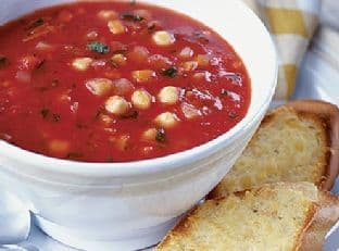 Autumn vegetable soup with cheesy toasts