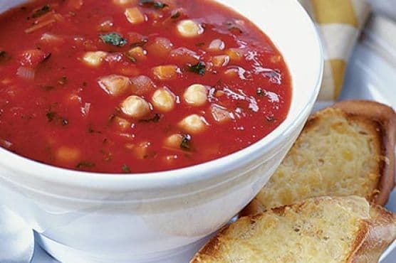 Autumn vegetable soup with cheesy toasts