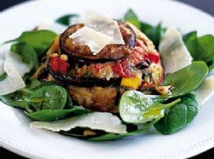 Aubergine timbales with goat's cheese
