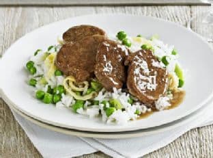 Chinese-style pork fillet with fried rice