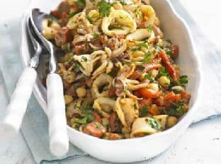 Squid, chickpea & chorizo salad