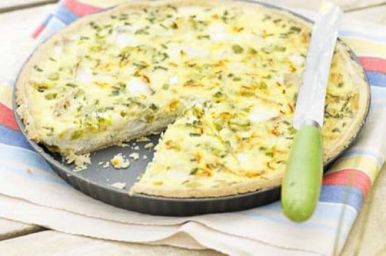 Smoked haddock, spring onion & saffron tart