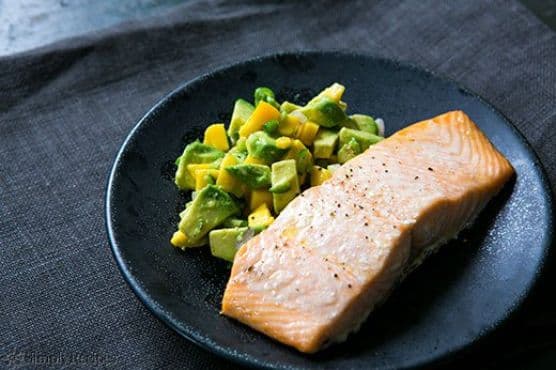 Baked Salmon with Avocado Mango Salsa
