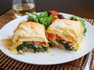 Lamb Exohiko (Lamb, Spinach and Cheese Stuffed Phyllo Parcels)