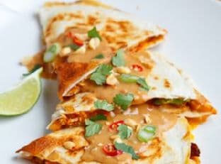 Spicy Peanut Chicken Quesadillas