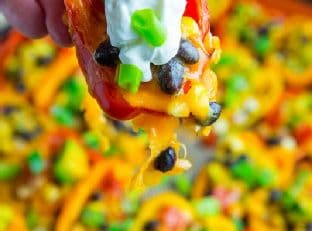 Mini Pepper Nachos with Corn, Black Beans and Avocado