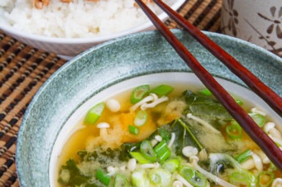 Kale, Butternut Squash and Mushroom Miso Soup