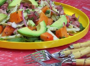 Tropical Papaya, Avocado and Pulpo Salad