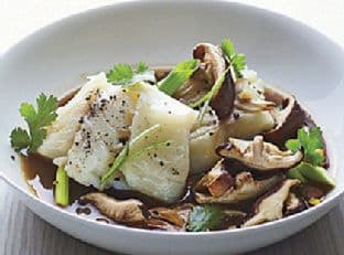 Poached Cod with Shiitakes