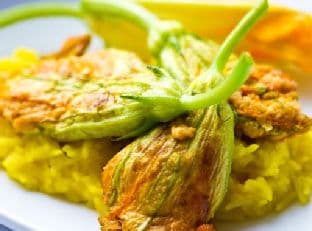 Stuffed Squash Blossoms With Sweet Saffron Rice