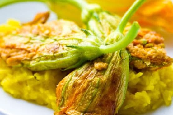 Stuffed Squash Blossoms With Sweet Saffron Rice