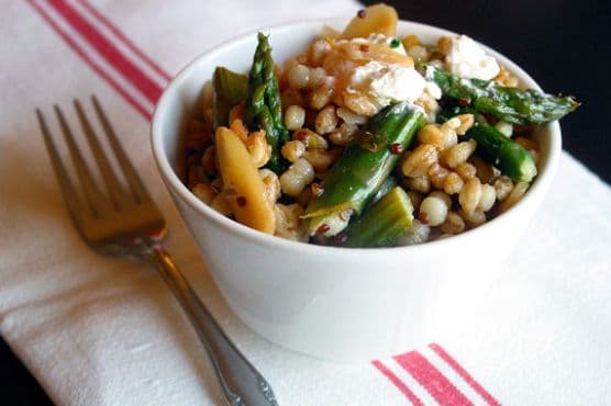 Meyer Lemon Grain Salad With Asparagus, Almonds And Goat Cheese