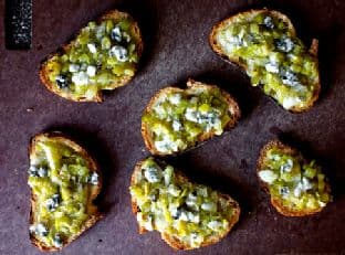 Leek Toasts With Blue Cheese