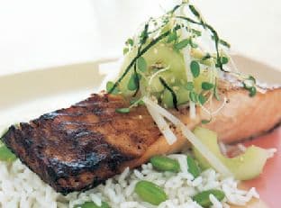Miso-marinated Salmon With Cucumber-daikon Relish