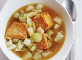 Salmon with Saffron-Braised Cucumber and Fennel