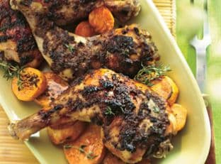 Roasted Spiced Chicken With Cinnamon- And Honey-glazed Sweet Po
