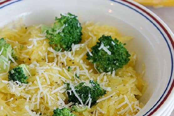 Broccoli and Spaghetti Squash with Lemon Pepper
