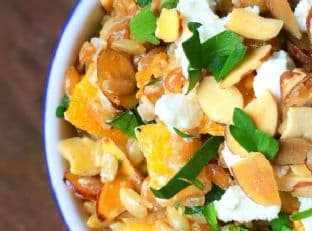 Butternut Squash and Spelt Salad with Goat Cheese and Toasted Almonds