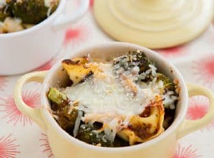 Cheese Tortellini Bake with Roasted Broccoli