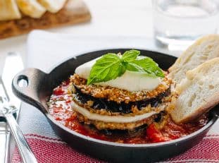 Quinoa Crusted Eggplant Parmigiana
