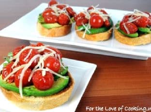 Sautéed Tomato, Avocado, and Parmesan Open Faced Sandwich