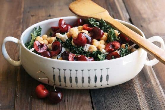 Cherry Coconut Kale Salad