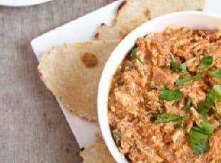 Butter Chicken Dip with Gluten Free Naan Bread
