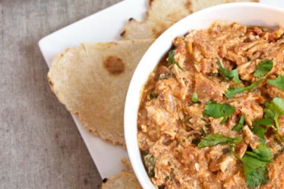 Butter Chicken Dip with Gluten Free Naan Bread