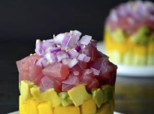 Ahi Tuna Stacks with Ginger-Soy Dressing