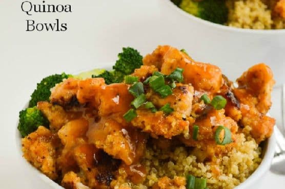 Crispy Orange Chicken Quinoa Bowls