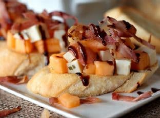 Cantaloupe Bruschetta with Balsamic of Modena Glaze
